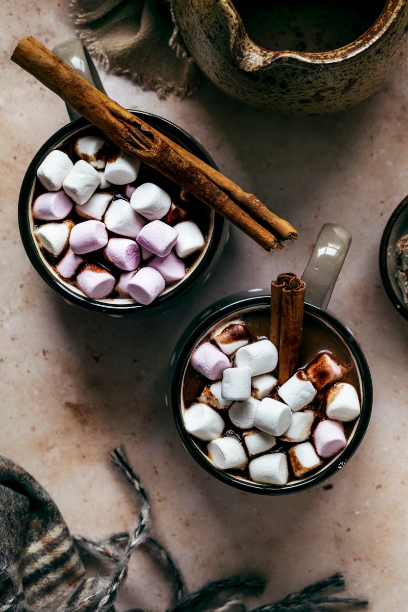 Hot cocoa bar with marshmallows